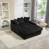 Modern Corduroy Sleeper Sofa Cloud Couch with 3 Soft Cushions, Comfortable Single-Seat Floor Sofa for Living Room Apartment Office (Black)