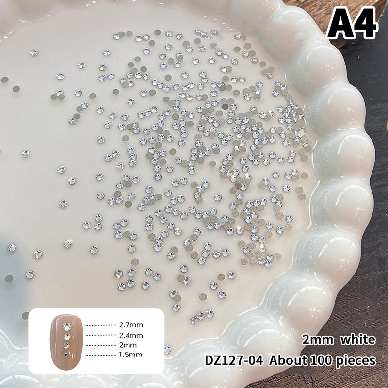100Pcs Round Colorful Nail Rhinestones, Sparkling 3D Flatback Crystal Nail Gems, Nail Salon Decorations DIY Nail Art Supplie