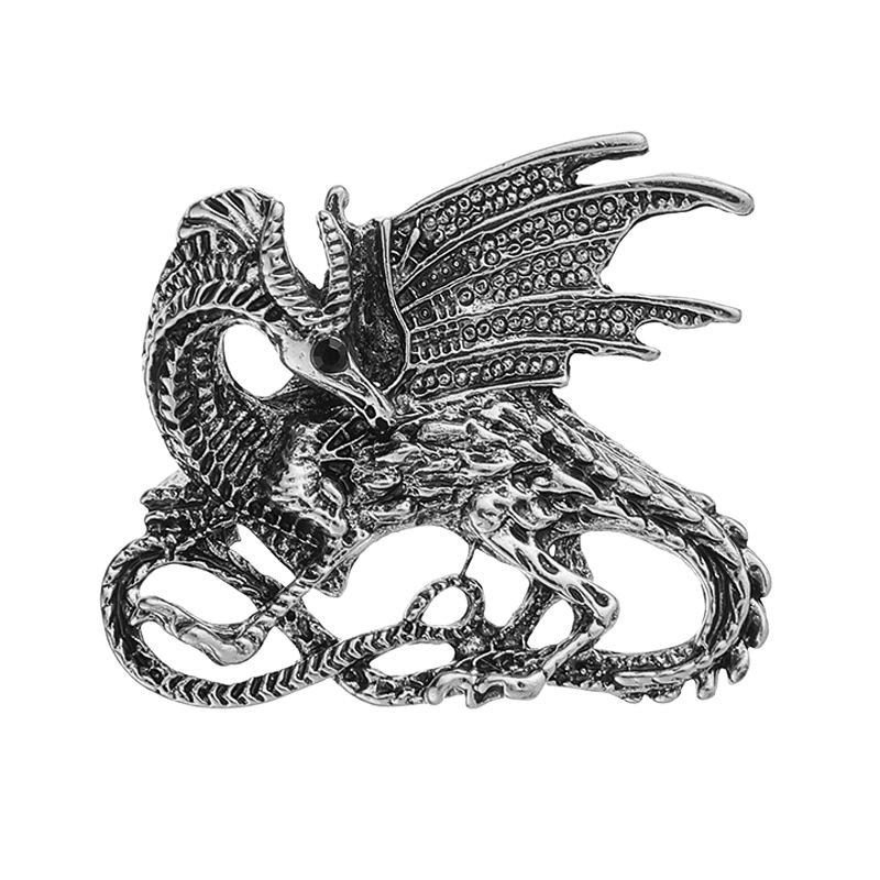 Latest Retro Wing Men Dragon Pin Brooch Pin Metalized Animal Lapel Pins Jewelry Suit Shirt Collar Badge Brooches Clothing AccessoriesVintage Jewelry