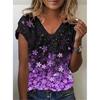 Summer Sunflower Floral 3D Print T Shirt Women V-Neck Casual Tee Y2k Tops Harajuku Streetwear Oversized T-shirts Woman Clothing