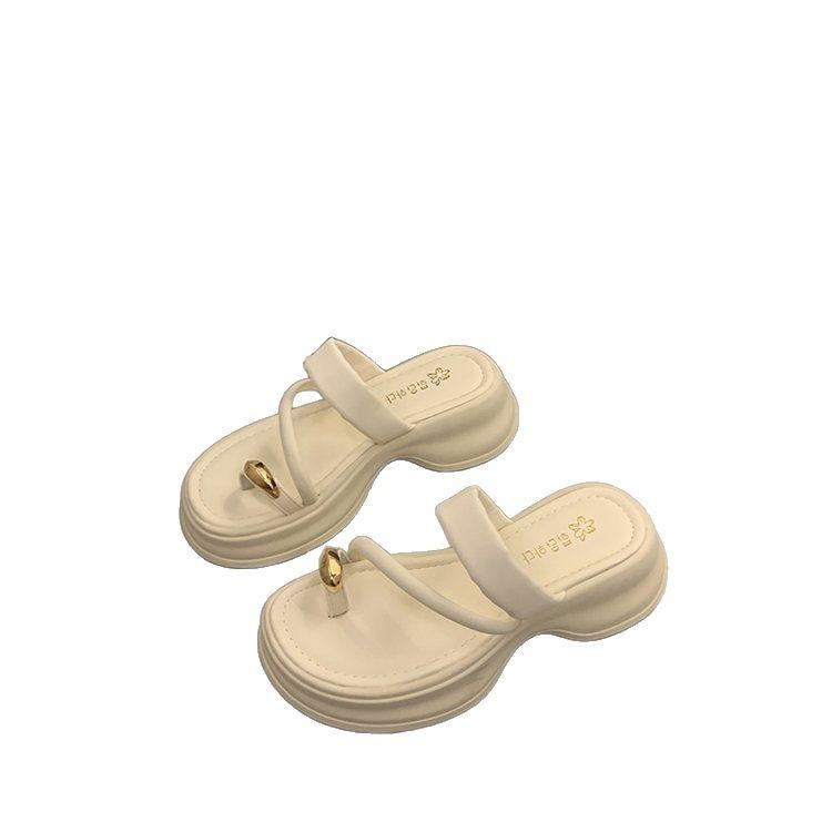 French Premium Cool Slippers Women's Summer 2025 New Outer Wear with Skirt Thick-bottomed Beach Flip-flops Non-slip