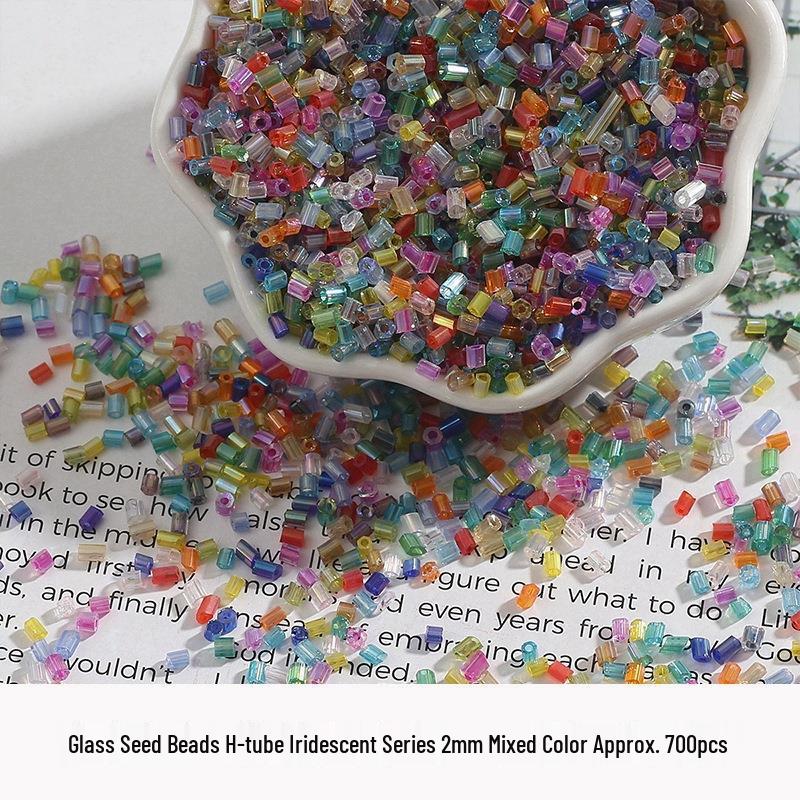 Silver-Lined Glass Rice Beads: 2-4mm Mixed Colors for Handmade Jewelry & DIY Crafts