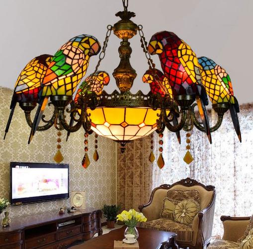 Tiff Parrot Chandelier Personality Creative Luxury Atmosphere Hotel Villa Restaurant Corridor Art Decorative Lights