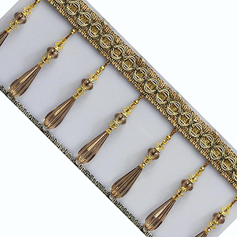 1M Gardinkvastar Kristallpärlats Spetsfrans DIY Gardinsömnad Trim Kvastkant Band Kläddekorationstillbehör Ny