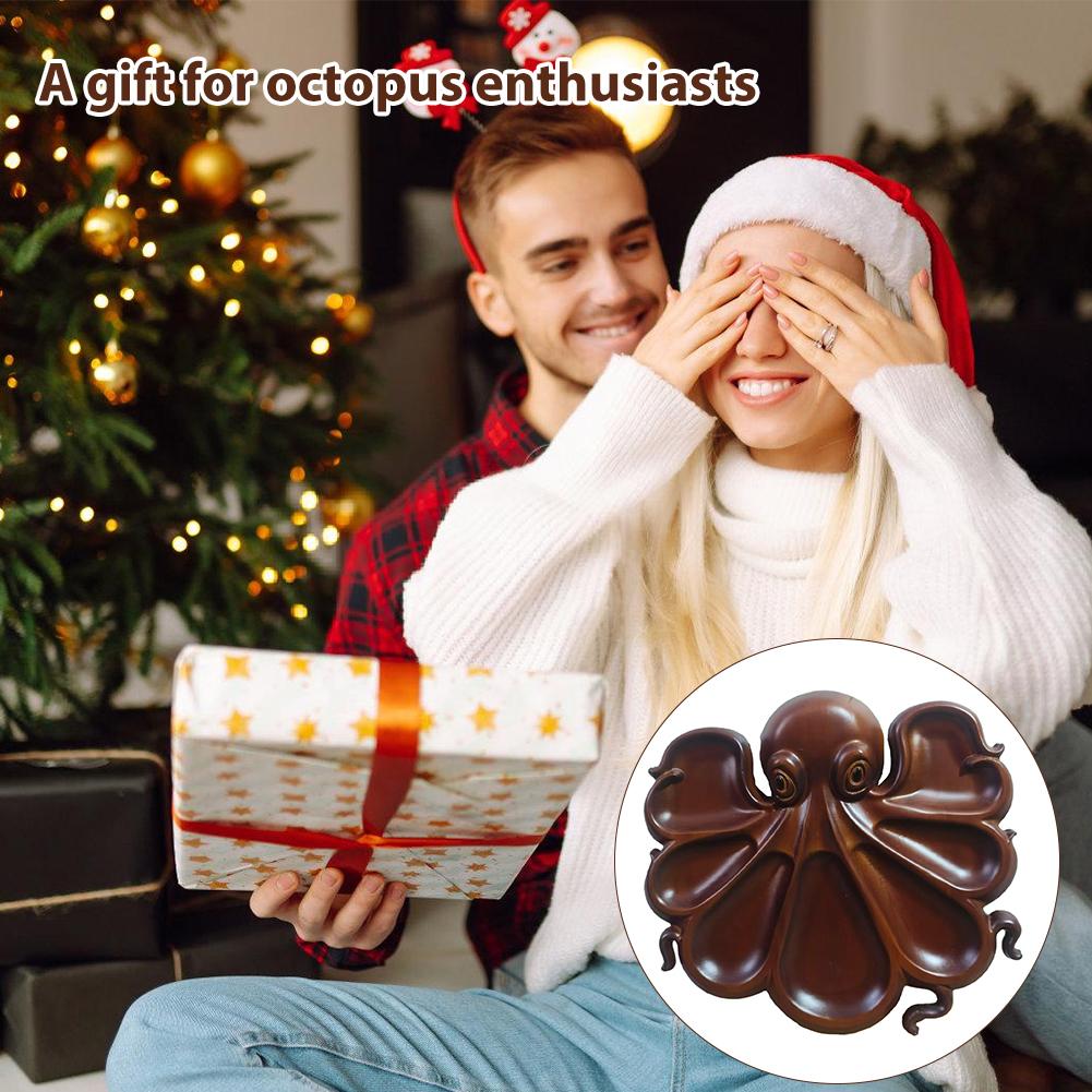 Octopus Design Wood Novelty Unique Serving Tray Board for Cheese Meats & Fruit Ocean Themed Party Food Tray for Seafood Lovers