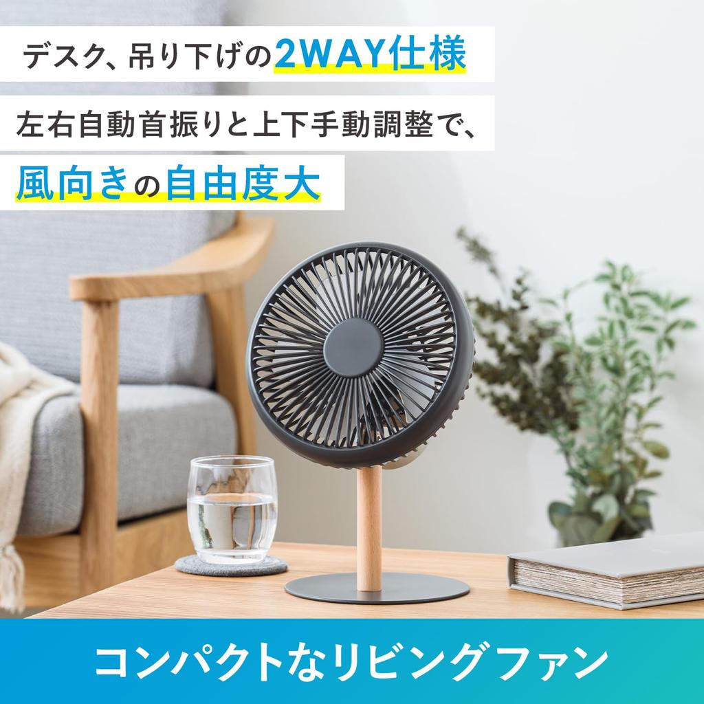 Plus More Mini Living Fan with LED Electric Automatic Swing Cordless PBAF003 Light, Off-white Fan, Circulator, Function, Auto-off Function,