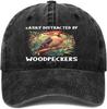 Baseball Cap,Easily Distracted by Woodpecker Funny Woodpecker Lover Jokes Dad Hat Gifts for Men Women