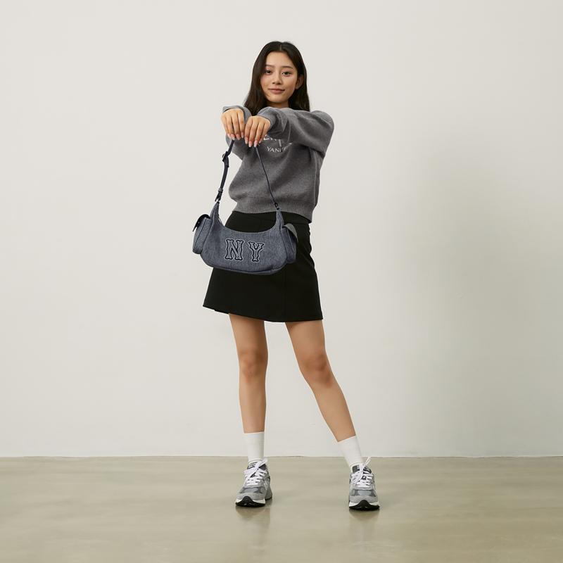 MLB New York Yankees Artificial Leather Shoulder Bag, Hot Girl Bag Unisex Casual 3ABQM034N-50BKS