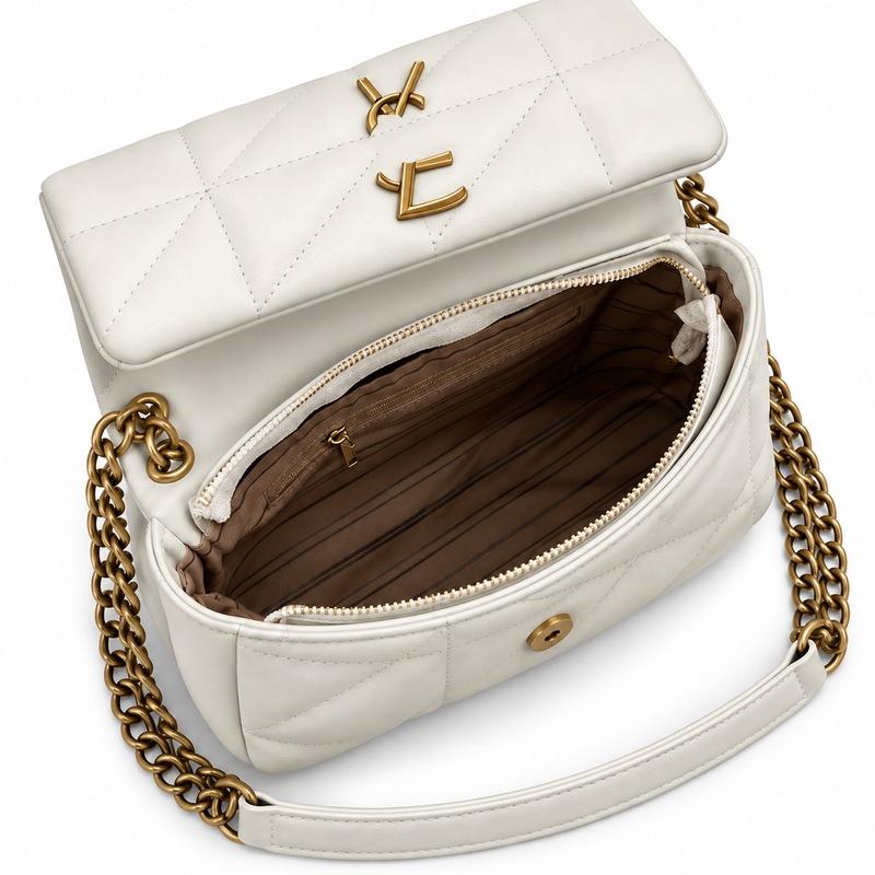 Women's Quilted Shoulder Bag Elegant PU Leather Flap Handbag with Gold Chain Strap Small Crossbody Purse