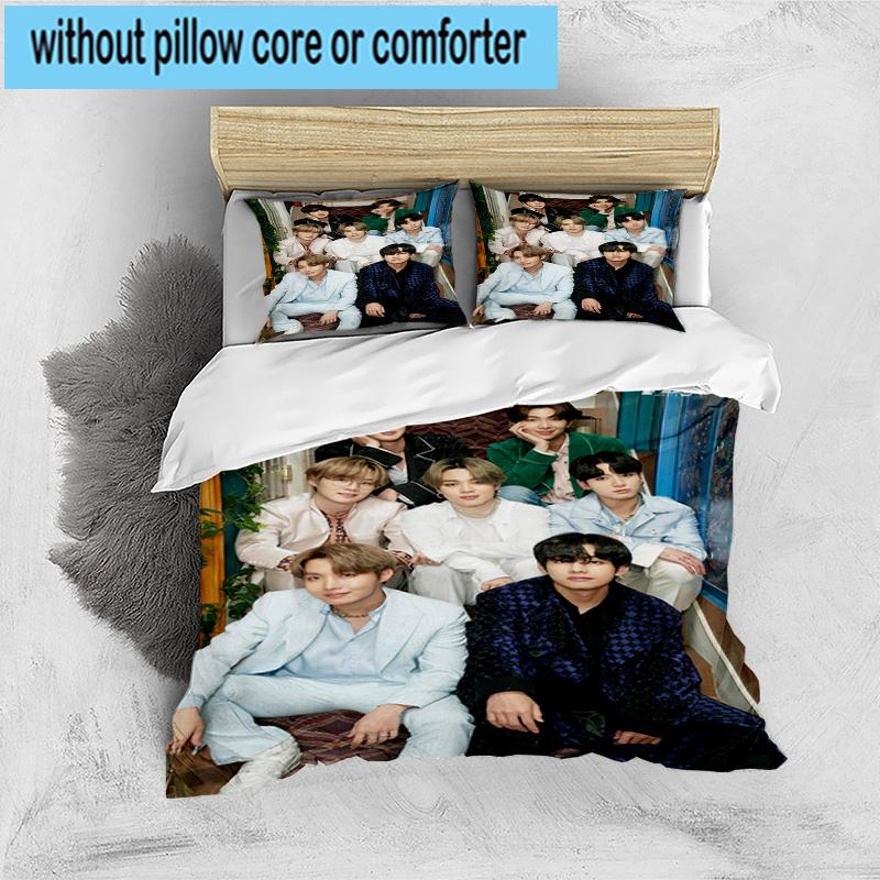 3 Stück K-Pop Musikgruppe 3 Stück Bettwäsche, inklusive 3 Stück Bettbezug und 2 Stück Kissenbezüge. Perfekt für Weihnachten, ideal für Schlafzimmer, Wohnheimzimmer