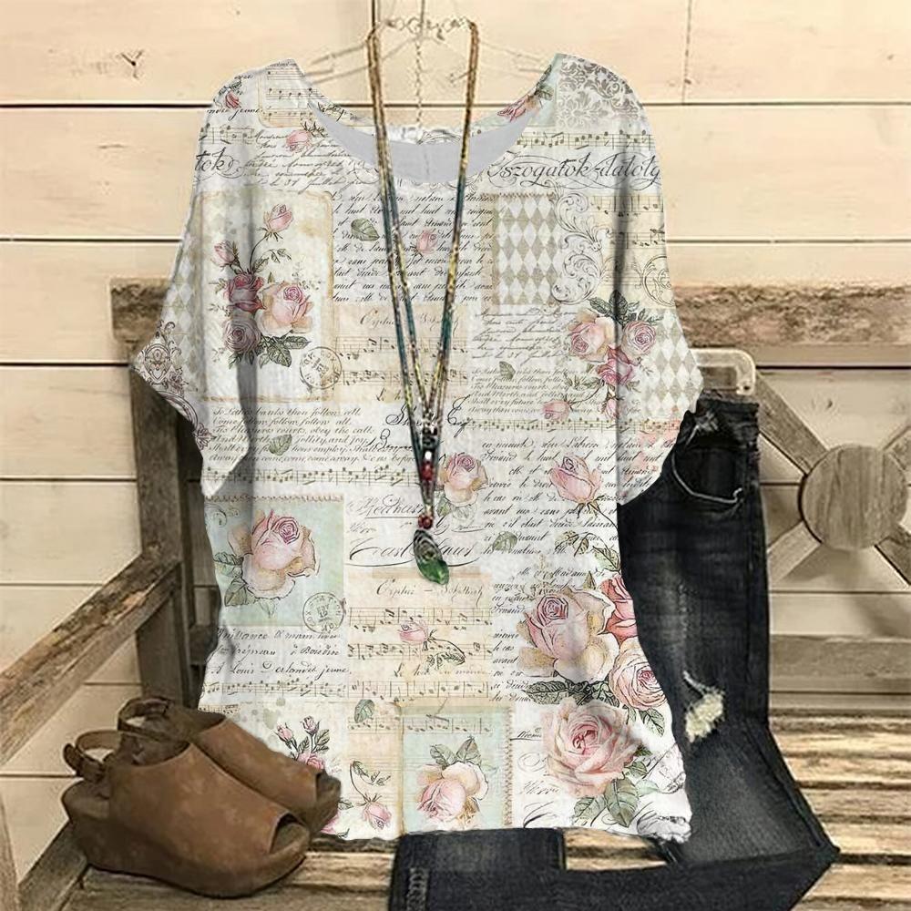 

Летний топ с круглым вырезом и 3D цветочным принтом, модная повседневная футболка с коротким рукавом больших размеров для женщин 4XL