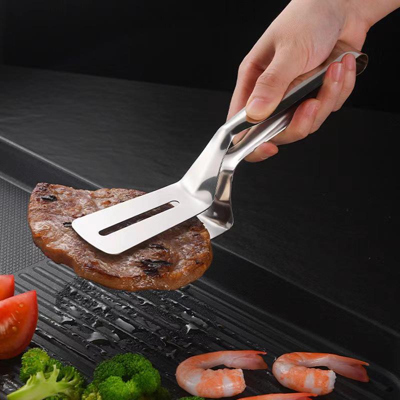 Stainless Steel Multi-Purpose Kitchen Tongs for Steak, Fish, Bread, Pancakes, and BBQ