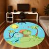 1 szt. Mata Okrągła na Krzesło - Przygoda Dinozaura, Dywanik do Pokoju - Antypoślizgowa Mata Podłogowa do Biura, Sypialni, Dekoracja Domu, Prezent Świąteczny p0811185