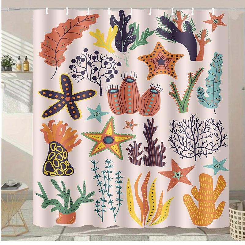 Colored Circles Washable Dirt-Resistant Shower Curtain Shower Head Waterproof Polyester Bath Curtain For Home Decor Accessories