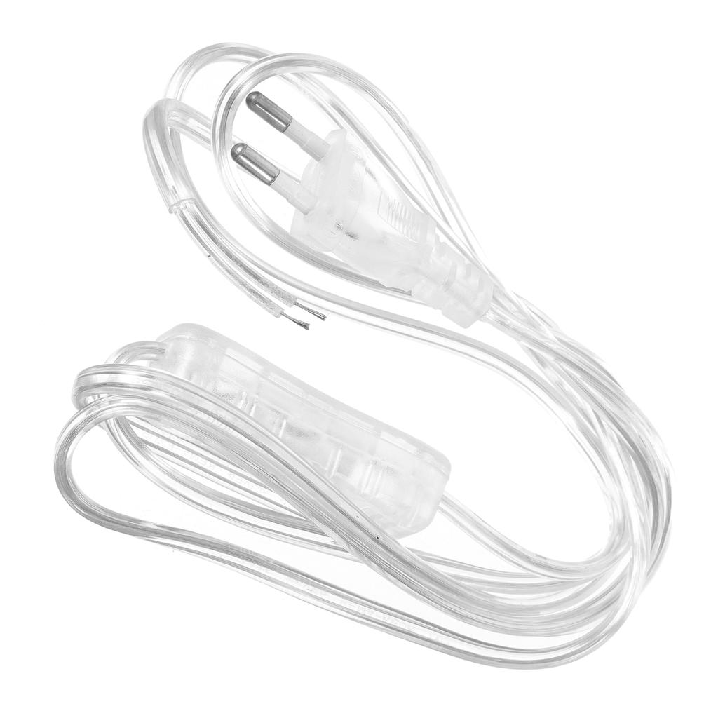 Cordon d'alimentation transparent avec prise européenne 1,8 m Cordon d'extension transparent Fil de lampe de remplacement intérieur Câble de câblage en cuivre 220V Pour décoration