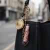 With Mirror Net Pocket Lipstick Bag Keychain Portable Lipstick Cover Key Ring  Makeup Storage