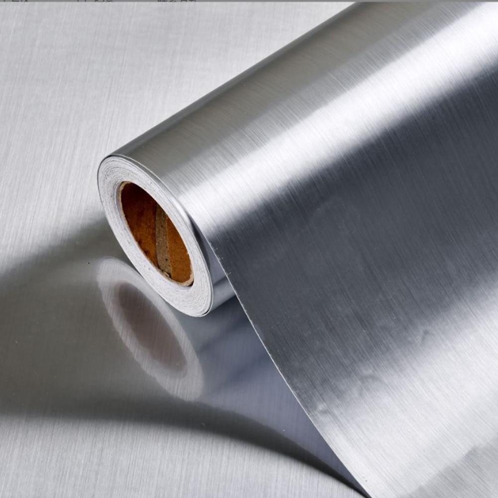 

40 см ПВХ Водонепроницаемые Виниловые Обои Нержавеющая Сталь Матовая Серебристая Съемная Пленка для Кухни Лифта Бытовой Техники Маслостойкий Декор 40cmx1m