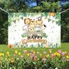 Sfondo per festa di safari con animali della giungla, sfondo Wild One, decorazione per festa di compleanno per il primo anno, sfondo per foto per neonato