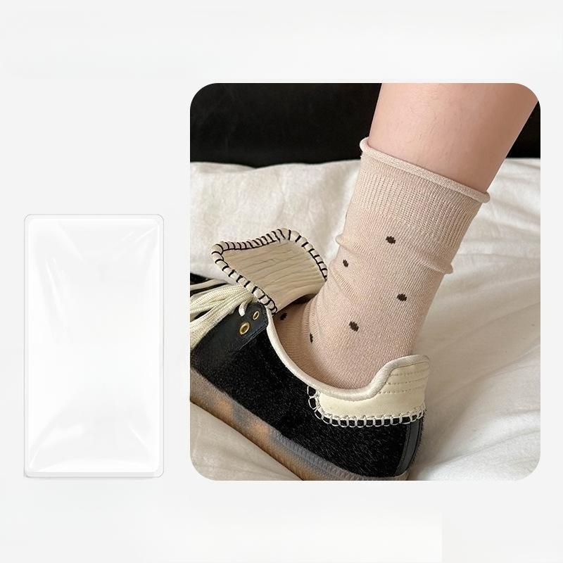 Female Autumn New Style All Kinds of Casual Polka Dot Roll Edge Absorbs Perspirant Deodorant In The Tube Pile Pile Cotton Socks