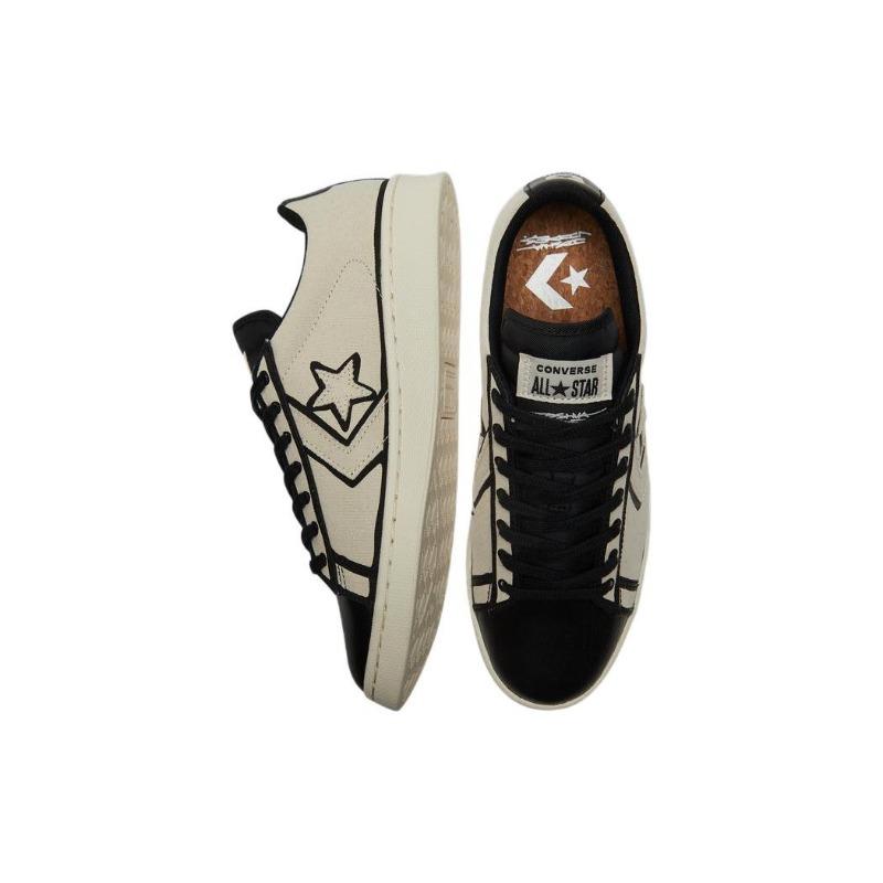 Joshua Vides x Converse Pro Leather OX 'Made in Studio' Avorio Naturale/Nero/Bianco Sneakers Unisex A00713C
