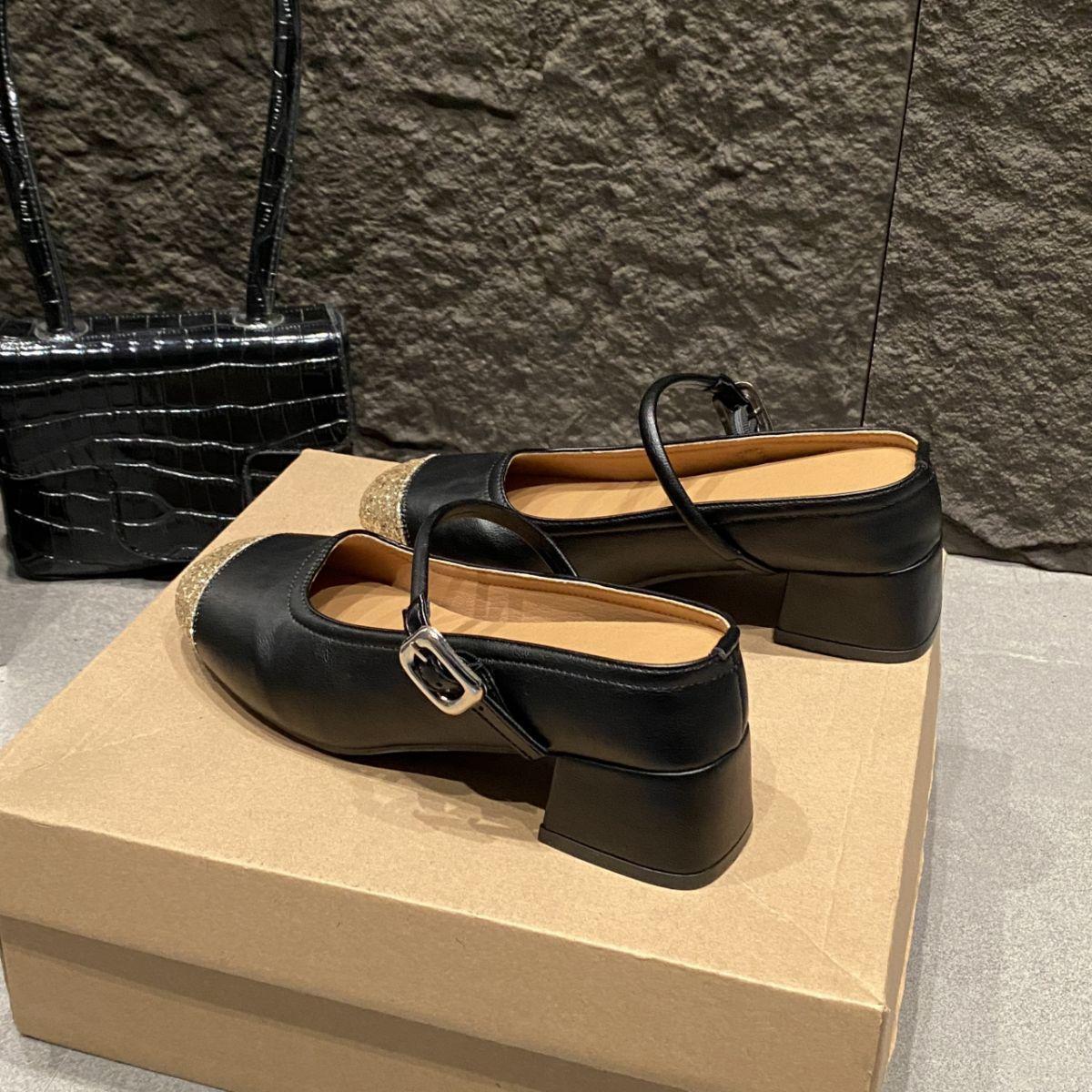 

French Mary Jane shoes bag head single shoes women s summer 2025 new fashion banquet shoes thick heel versatile high heels 39 чёрный
