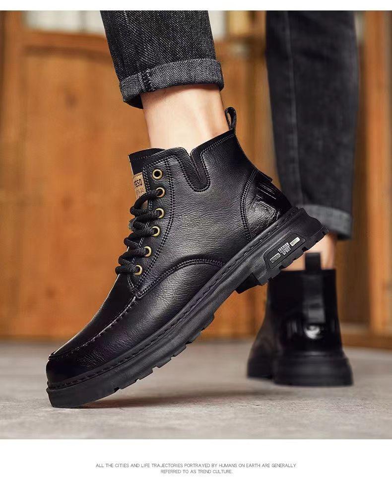 Fashion Men's Leather Casual Short Boots Fashionable Outdoor Men's Motorcycle Boots Chelsea Boots