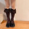 Breathable Cotton Hosiery Socks for Girls Toddler Stretchy Knee High Socks Puff Edge Lace Bows Socks for Autumn Spring