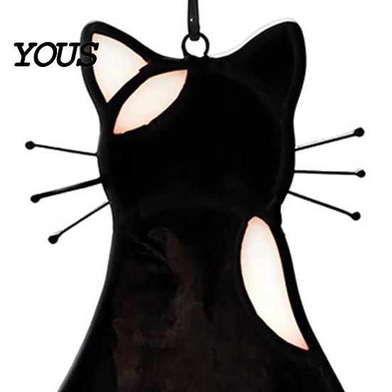 Cat Back Shape Decoration Acrylic Pendant, with Metal Hanging Chain, Stained Glass Effect Silhouette Window Pendant Decoration, for