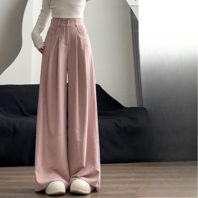 

Белые брюки широкие женские летние новые с высокой посадкой свободные прямые брюки костюмные XL