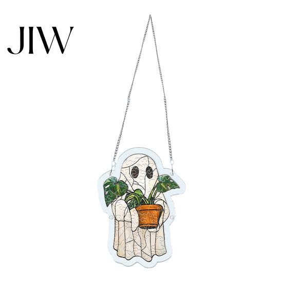 Helende Sfeer Decor Halloween Geest Acryl Puzzel Zonenvanger, Kleurrijk Raam Hangend Ornament, Gekleurd Herfst Oogst Huis Glas