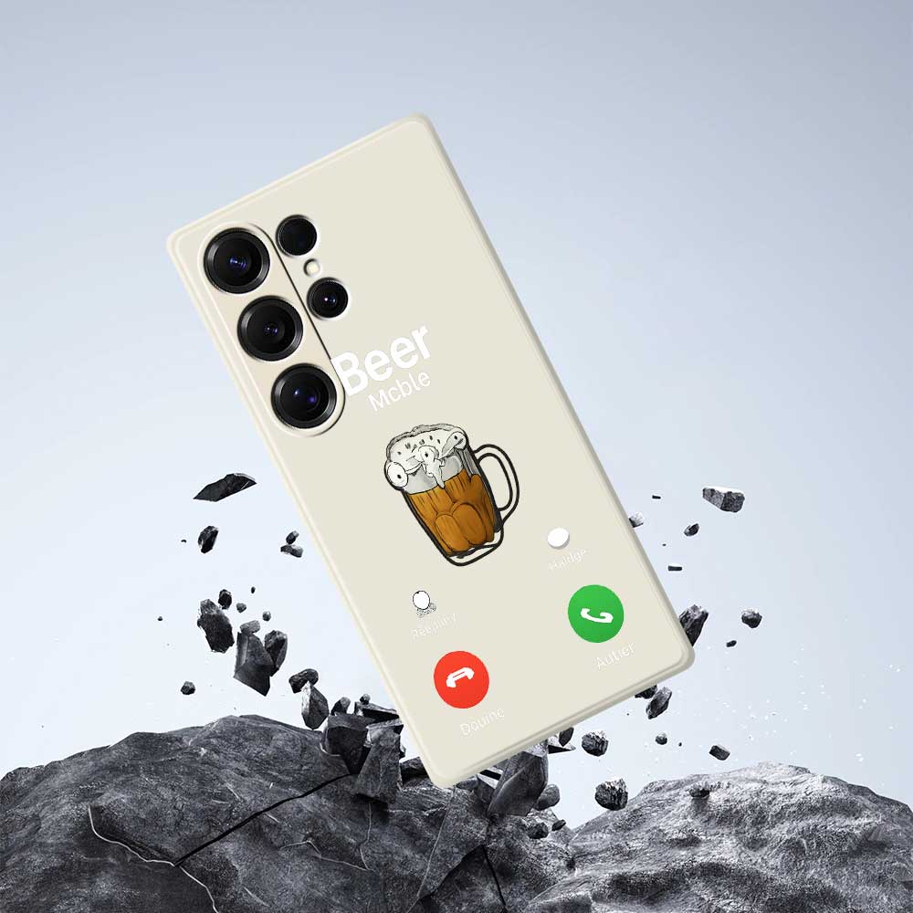 For Samsung Galaxy S25 Ultra Case Beer Pattern Printing Straight Edge TPU Phone Back Cover