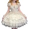 Lolita JSK Jumper Skirt Dress Lace Tiered Ribbon Frill Dress Clothing Palace Style Forest Girl Sleeveless Girl Child Slimming Princess Young Lady Idol