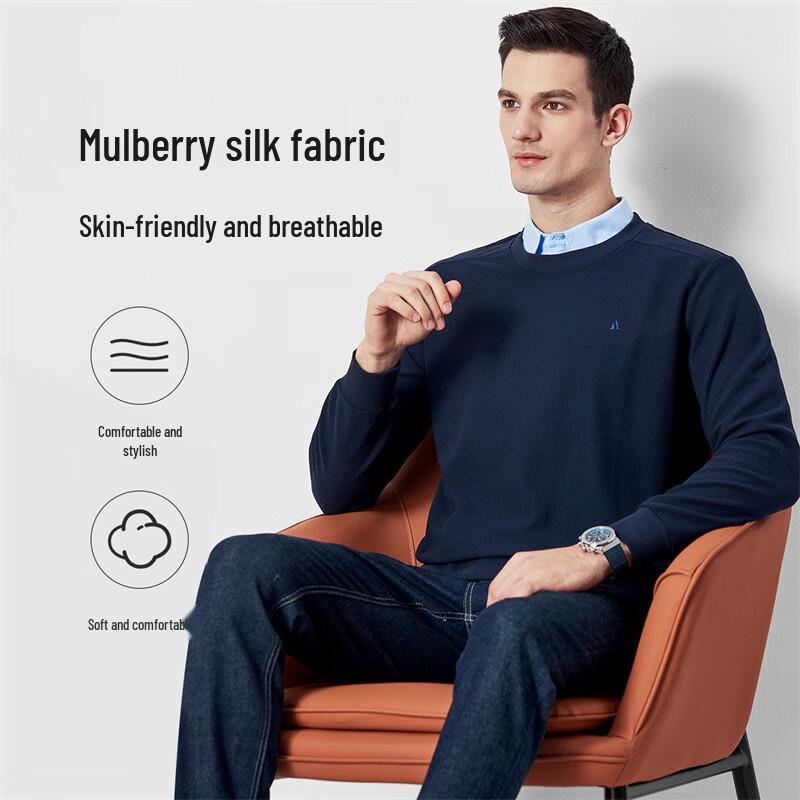 Shanshan Men's Luxury Silk Blend Waffle Knit Sweatshirt