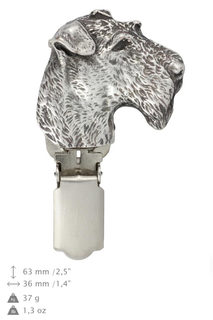 Fox Terrier Wire – Brooch with a clip, holder for a start number – Design 02 | Art-Dog