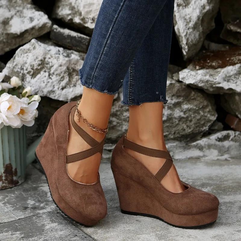 Fashion Ladies Shoes 2025 Fashion Shallow Women's High Heels New Leopard Print Casual Round Toe Best Seller Comfortable Platform Heels