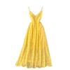 Hollow Floral Sexy Neck Backless Halter Dress Women's Holiday Style Long Dress