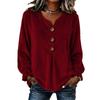 Fashion Velvet Long Sleeve Shirt, V Neck Button Down Blouse for Women
