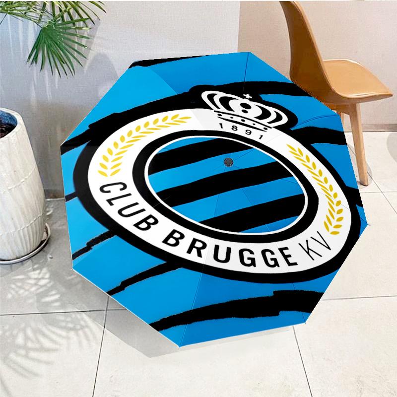 FC Brugge Crest Automatic Folding Umbrella - 8-Rib Travel Umbrella with Auto Open/Close & Portable, Gift for Christmas, Birthdays