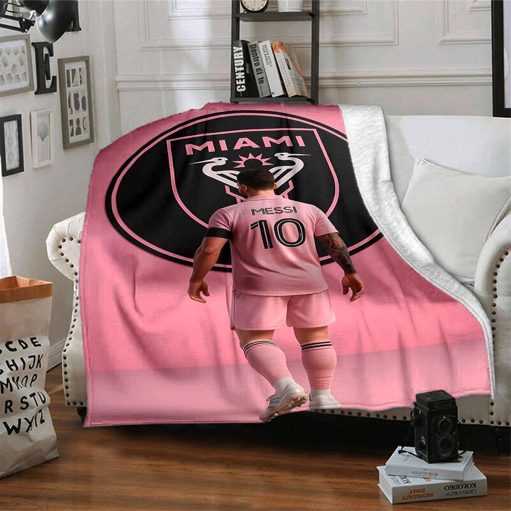 Pink Neon Soccer Stars Blanket Ultra-Soft Perfect for Bedding Office Bed All-Season Use Modern Style Perfect Gift for Relatives and Friends