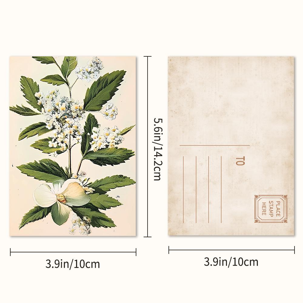 32pcs, Antique Floral and Botanical Postcards, Wall Stickers, Mailing Cards, Greeting Cards, DIY Postcards, Souvenir Postcards,