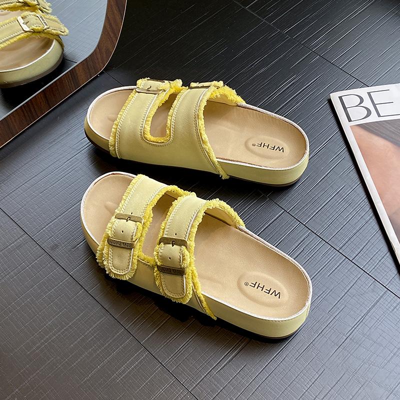 2026 Summer Slides Pantofle Platfor Female Shoes Ladies' Slippers Platform  Soft Slides Retro Concise Slippers Women Summer Shoe