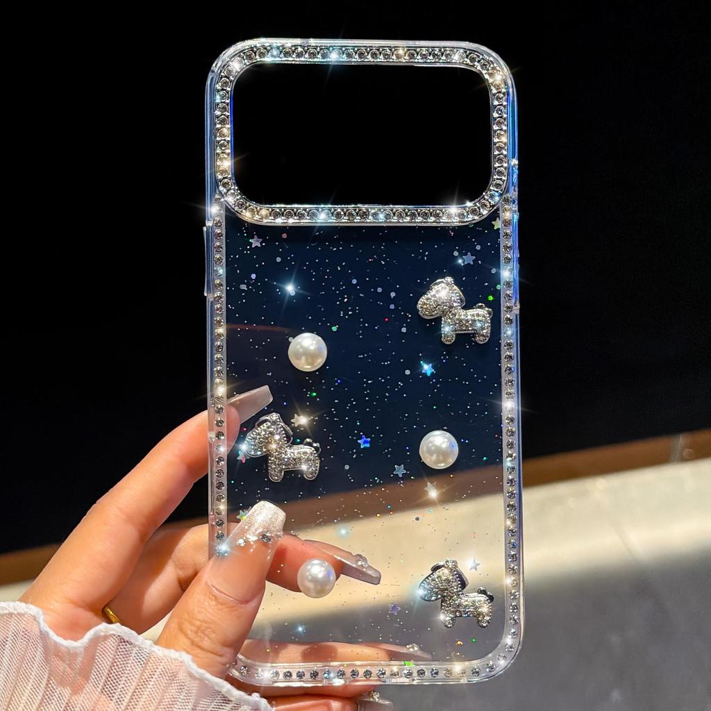 iPhone 17 Pro Max Pearl Pony Rhinestone Protective Case