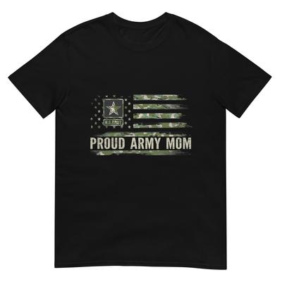 Vintage Proud Army Mom Camo American Flag Veteran Gift Tshirt