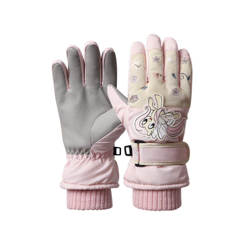 Pony Baoli Winter Children's Ski Gloves Boys and Girls Cartoon Outdoor Fleece Thickened Windproof Warm Gloves