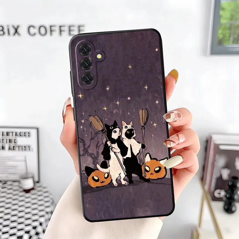 Black Cat Witch Aesthetics Soft Phone Case for Samsung A17 A37 A57 A16 A26 A36 A56 A15 A25 A35 A55 A14 A24 A34 A54 A13 A23 A33 A