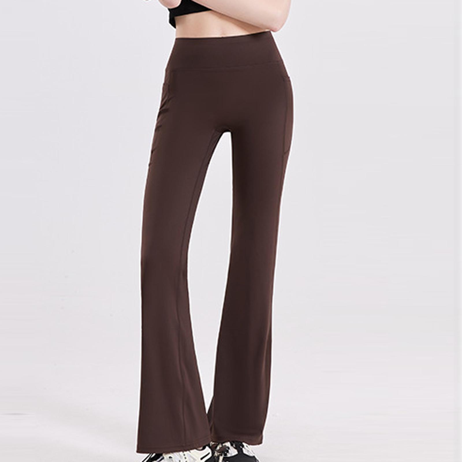 

Women s Yoga Pants With Pockets High-Waisted Activewear And Casual Pants S коричневый