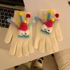 Cute Funny Gloves Women Winter Warm Five Fingers Electric Vehicle Riding Gloves Students Cold Plush