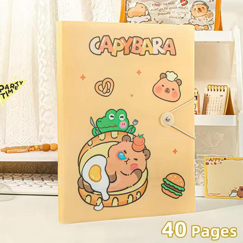 Информационная книга про капибар Каваи А4 Прозрачная папка-вставка Книга для коллекции Книга для хранения студенческих сертификатов, тестовых работ Hamburger 40 pages