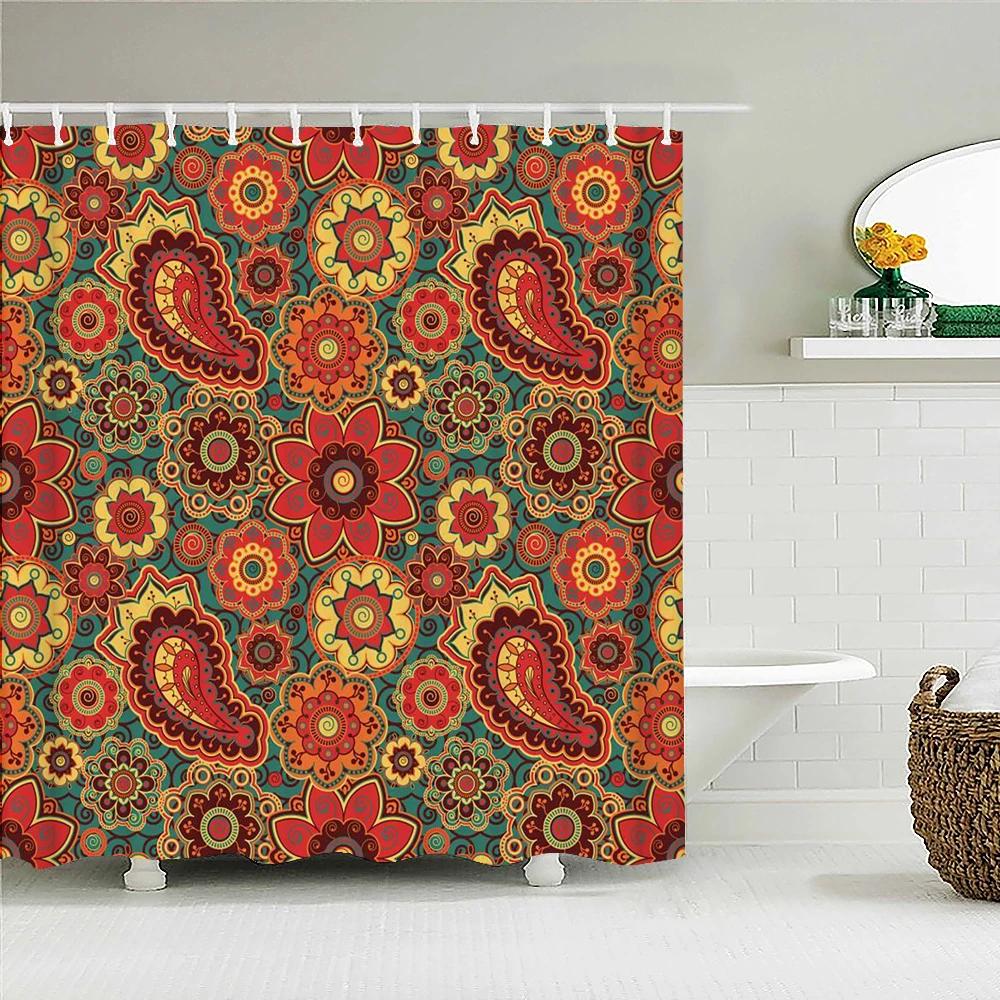 3D Print Bathroom Curtains Indian Mandala Shower Curtains With 12 Hooks Home Decoration Waterproof Fabric Bohemia Bath Screen