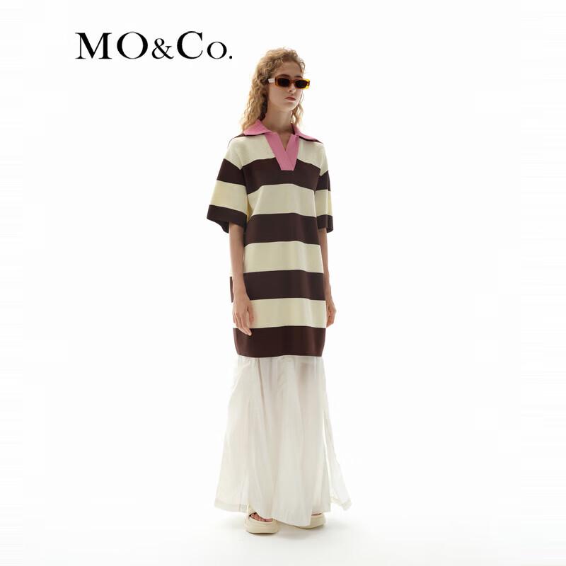 MO&Co. x SUNNEI Striped Loose Short Sleeve V-Neck Dress